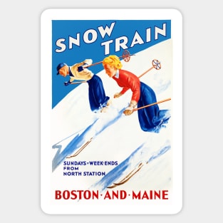 Vintage Travel Poster USA Snow Train Sticker